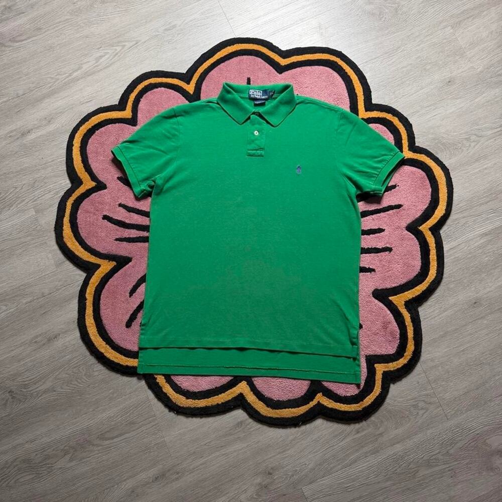 Vintage Y2K Polo Ralph Lauren Embroidered Logo Polo Shirt Size Large Green Blue